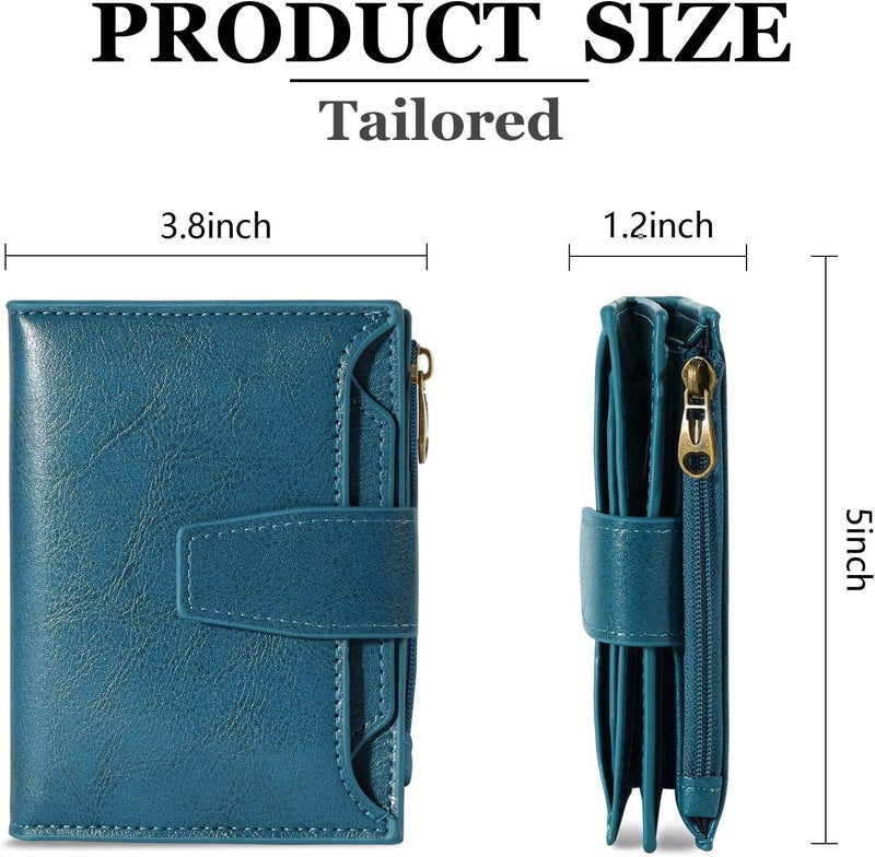 Airkit Small Wallet Women RFID Blocking Soft Leather Bifold Compact Card Holder Wallet for Women with Zipper Coin Pocket 4 ID Window - Image 3